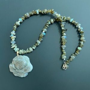 Labradorite Rose Pendant Necklace